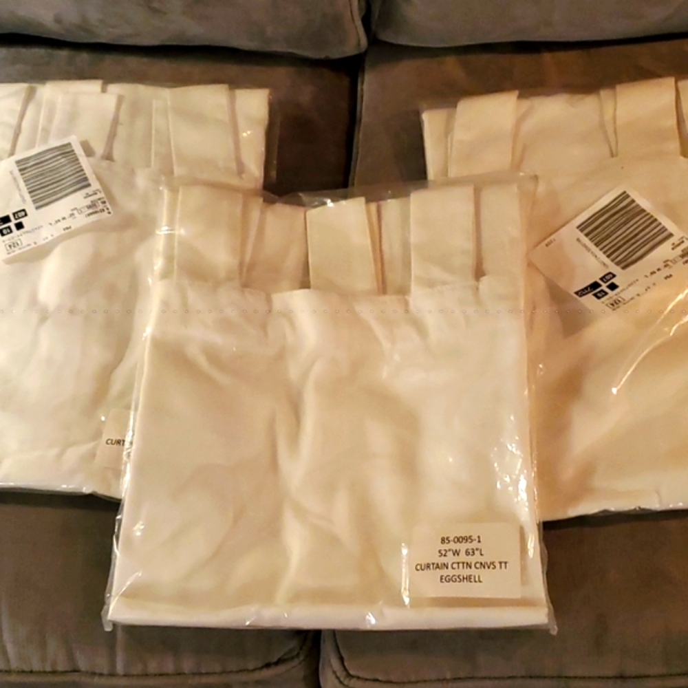 Eggshell Colored Cotton Tab Top Drapes